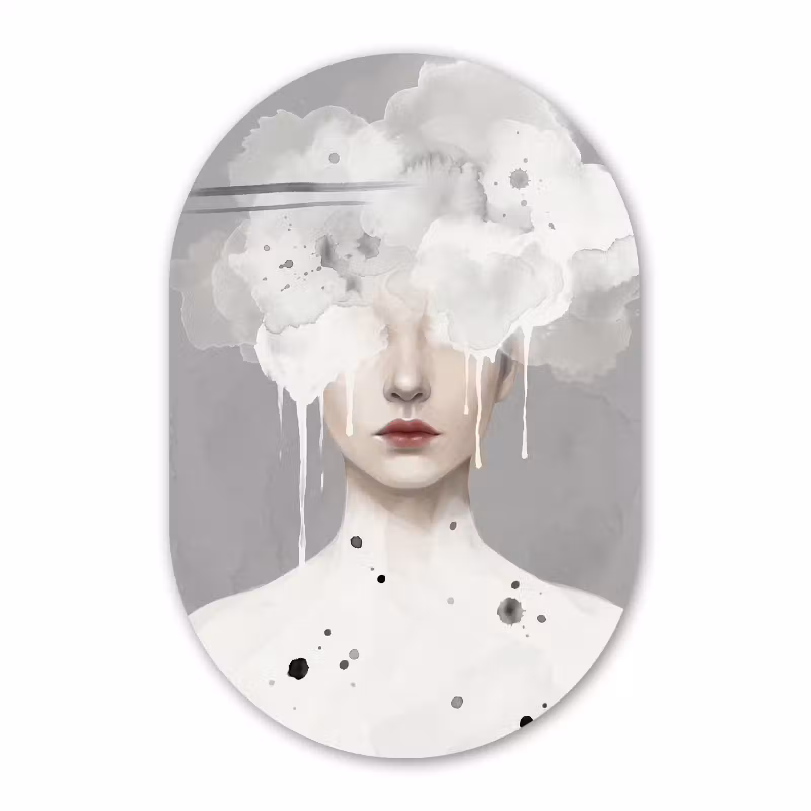 Muurovaal aluminium - Vrouw - Wolk - Grijs — 1
