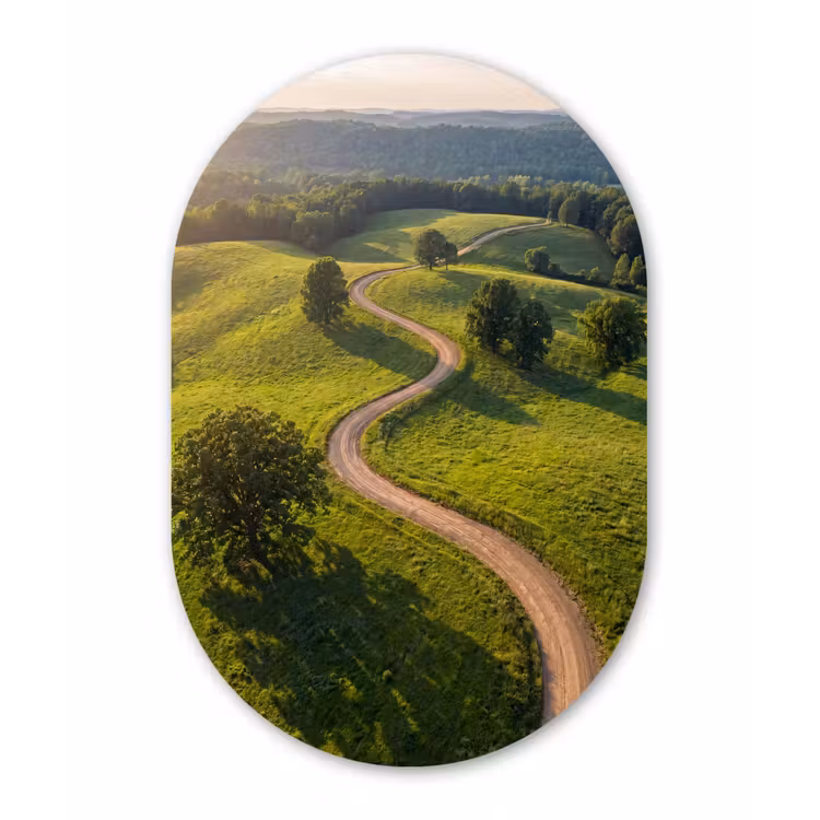 Muurovaal aluminium - Weg - Weide - Natuur - Groen — 1