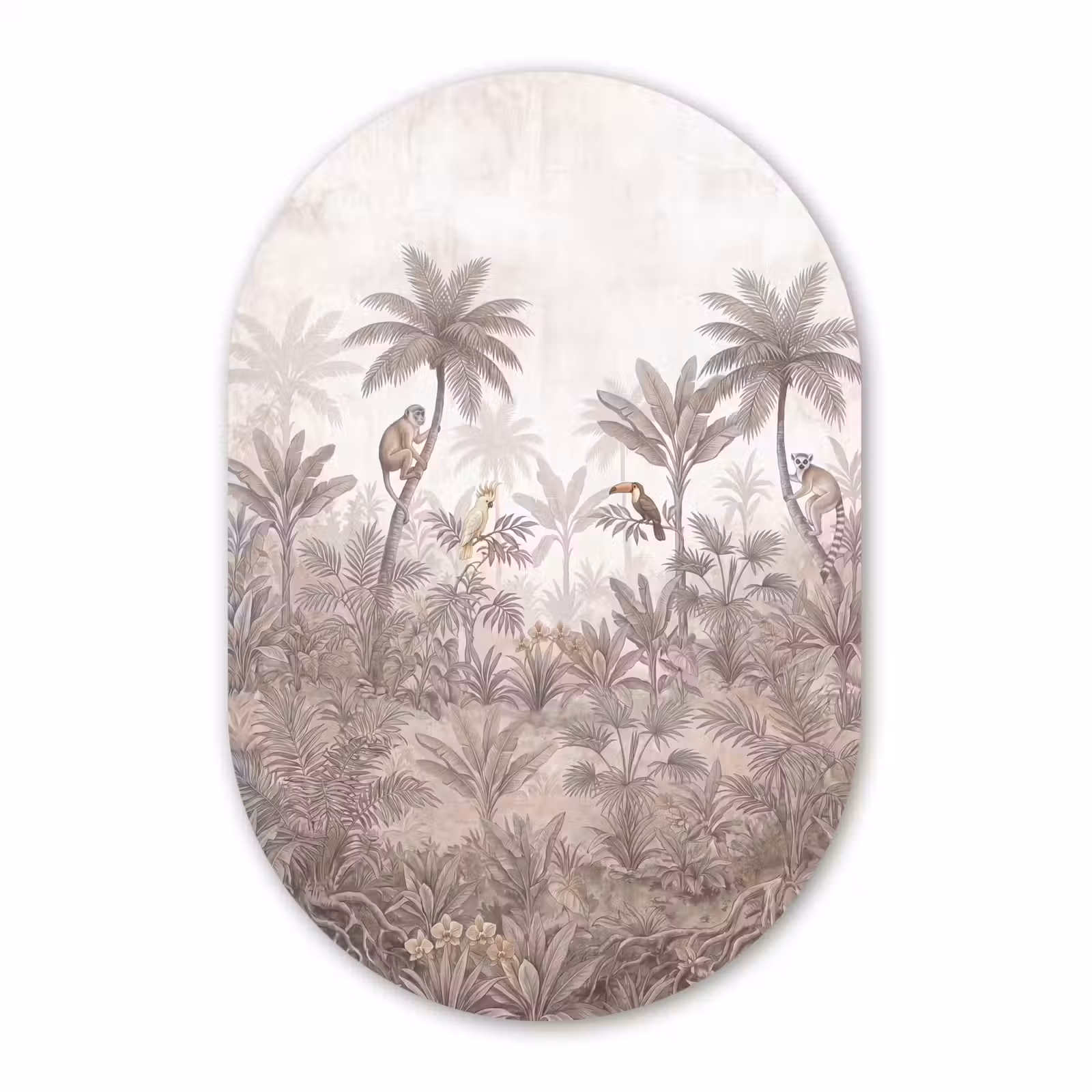 Muurovaal aluminium - Jungle - Dieren - Palmbomen — 1