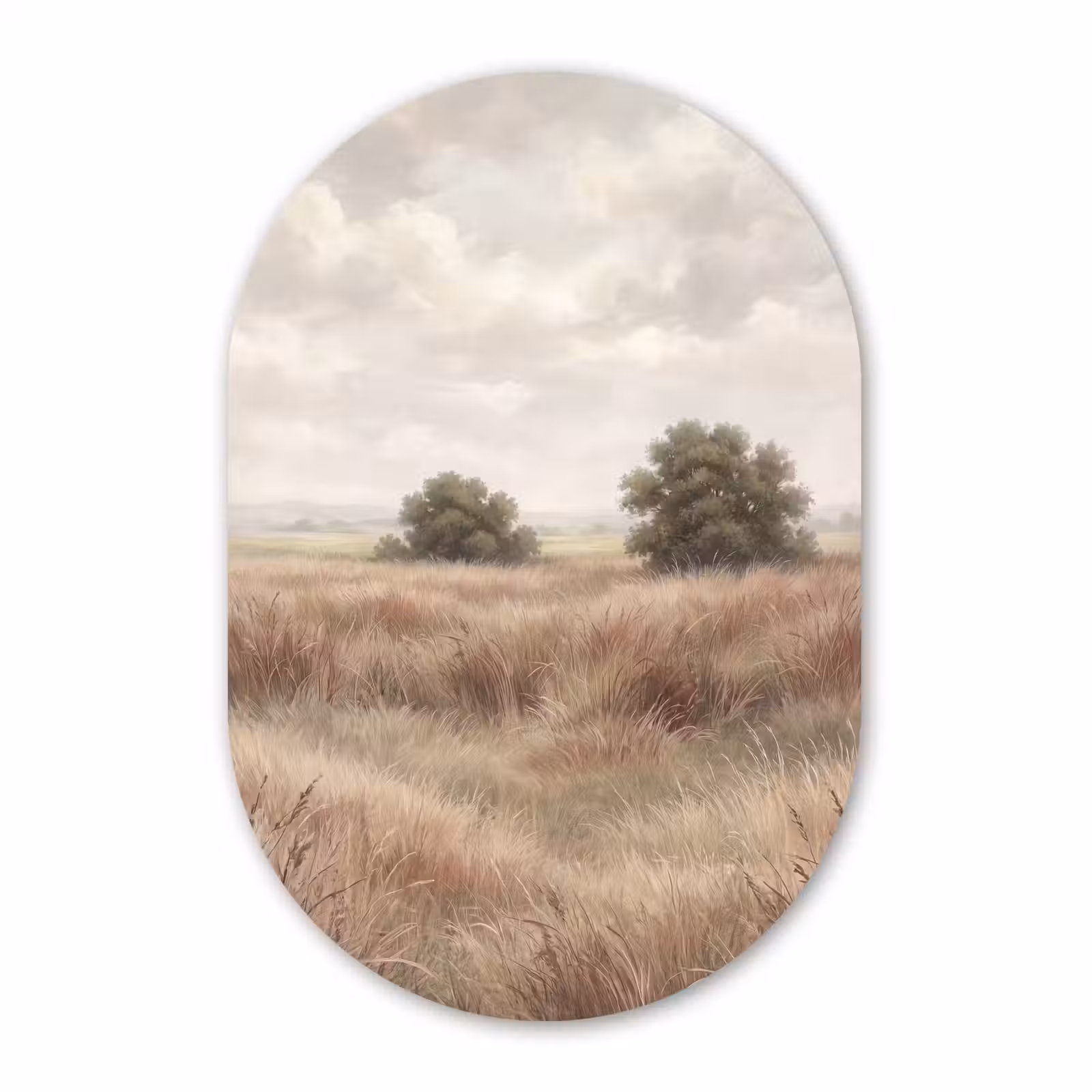 Muurovaal aluminium - Landschap - Minimalistisch - Beige — 1