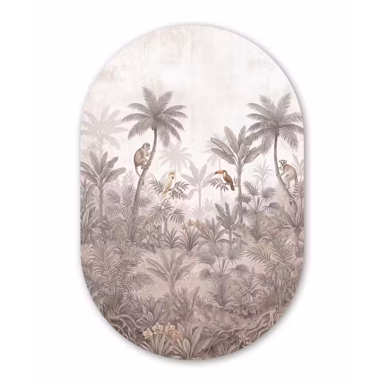 Muurovaal aluminium - Jungle - Dieren - Palmbomen — 1