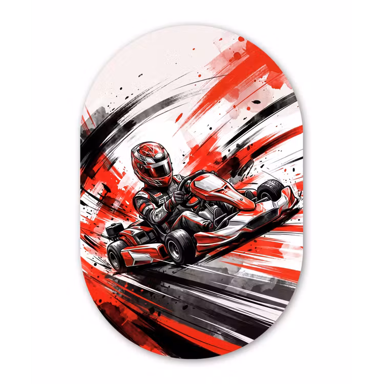 Muurovaal aluminium - Kart - Coureur - Snelheid - Rood — 1