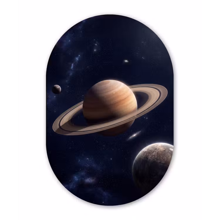 Muurovaal aluminium - Planeten - Saturnus - Ruimte — 1