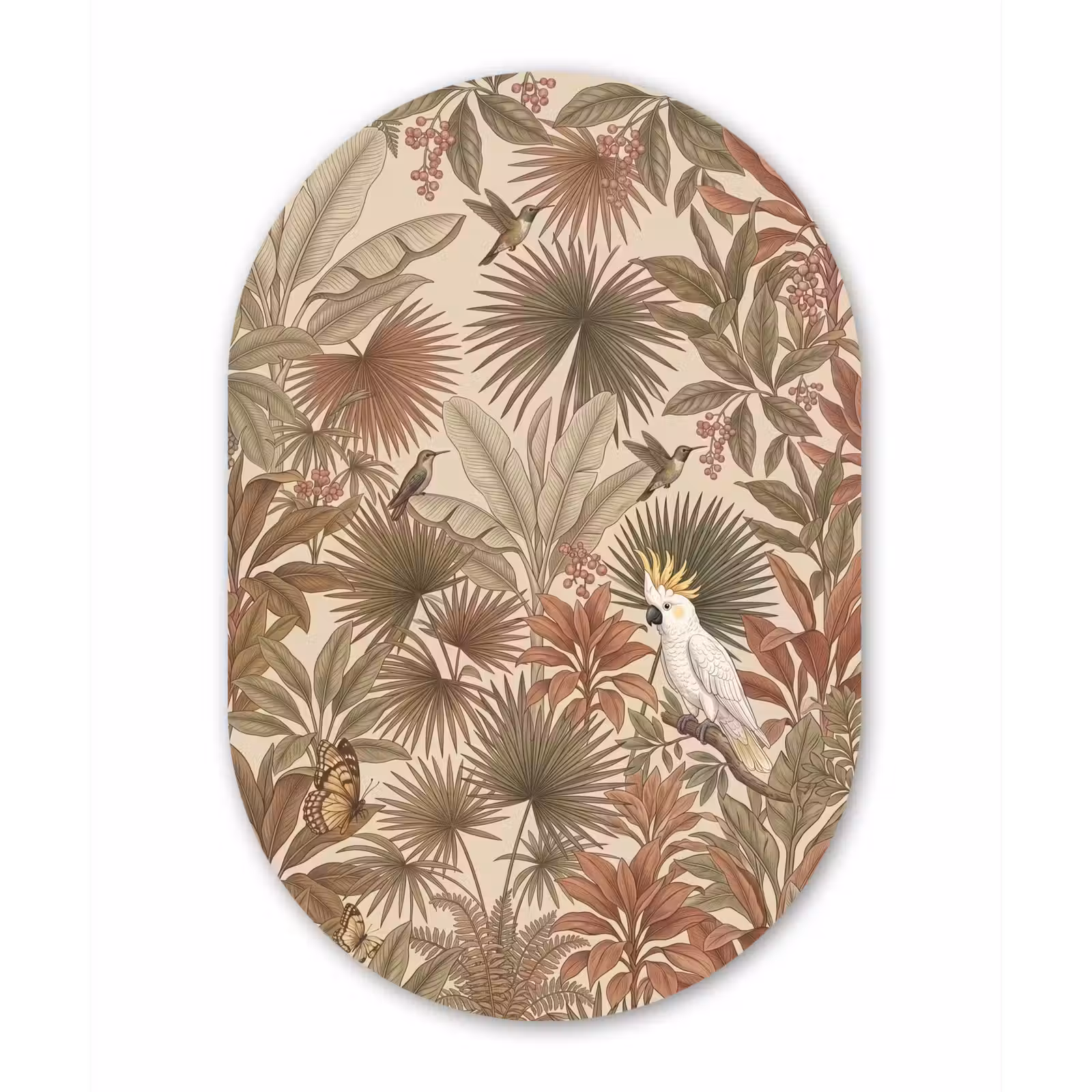 Muurovaal aluminium - Tropisch - Vogels - Beige — 1