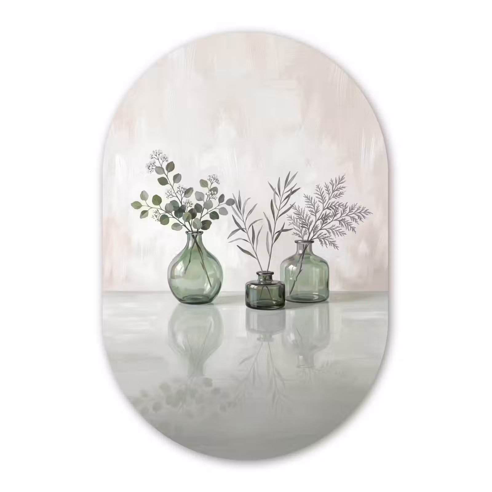 Muurovaal aluminium - Vazen - Bladeren - Groen — 1