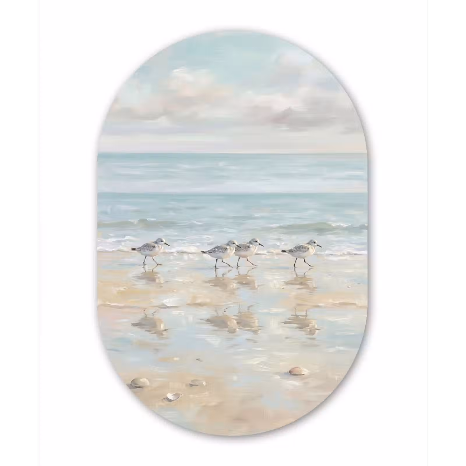 Muurovaal aluminium - Vogels - Strand - Zee — 1
