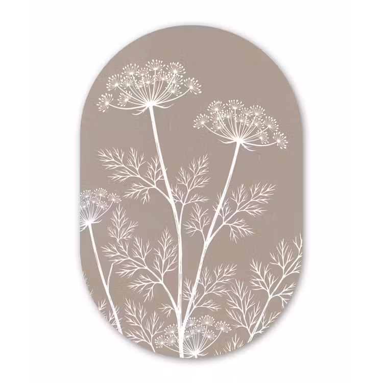 Muurovaal aluminium - Grafisch - Fluitenkruid - Taupe — 1