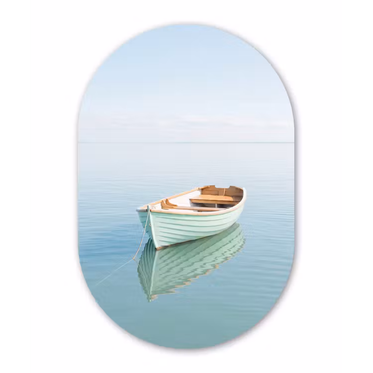 Muurovaal aluminium - Minimalistisch - Boot - Zee — 1