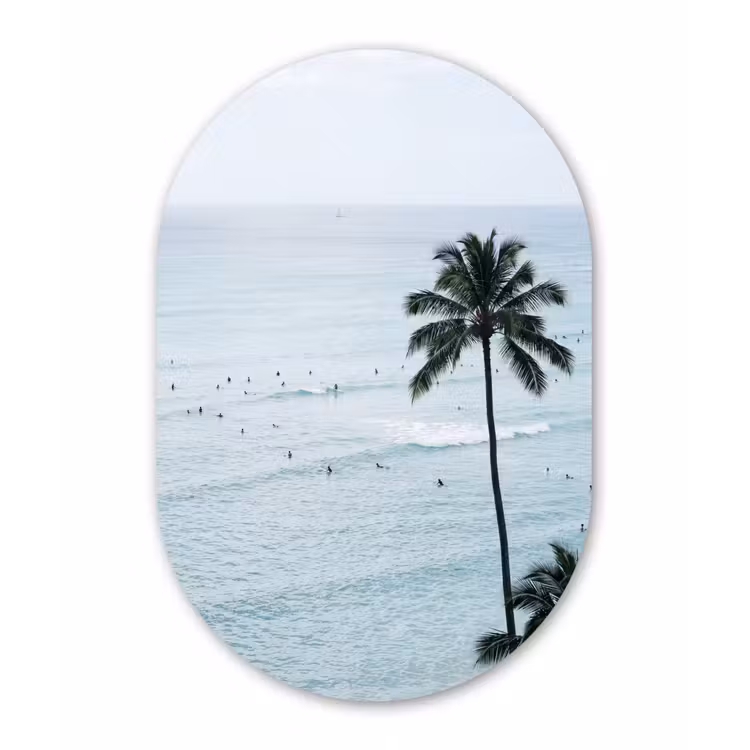 Muurovaal aluminium - Oceaan - Palmbomen - Surfers — 1