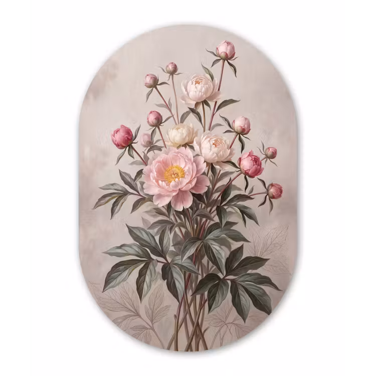 Muurovaal aluminium - Pioenrozen - Boeket - Roze — 1