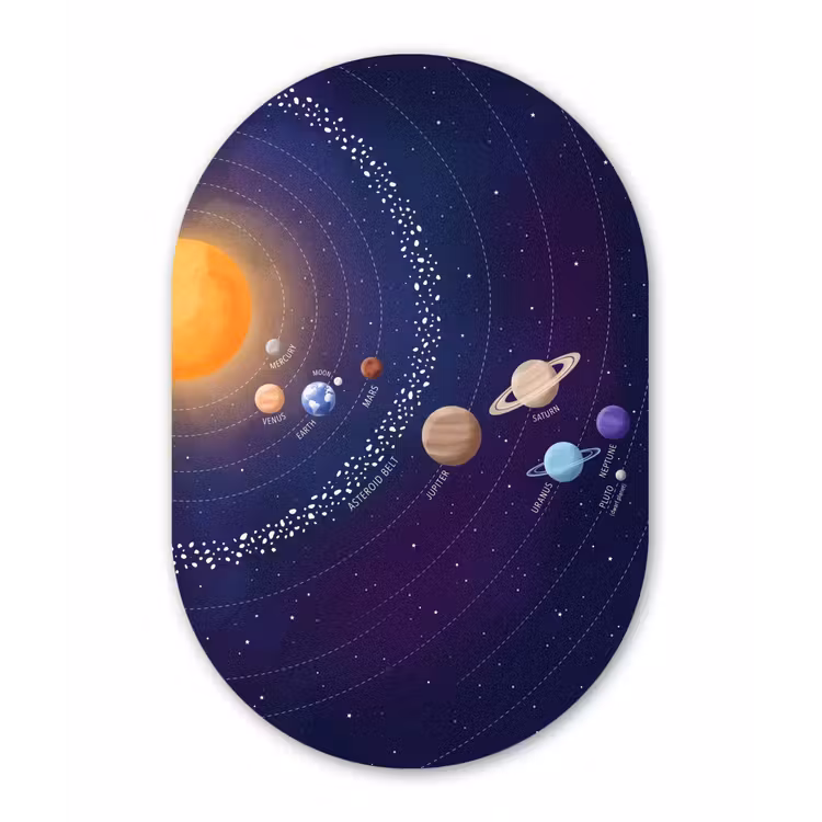 Muurovaal aluminium - Planetenstelsel - Ruimte - Illustratie — 1