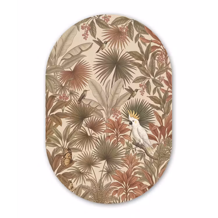 Muurovaal aluminium - Tropisch - Vogels - Beige — 1