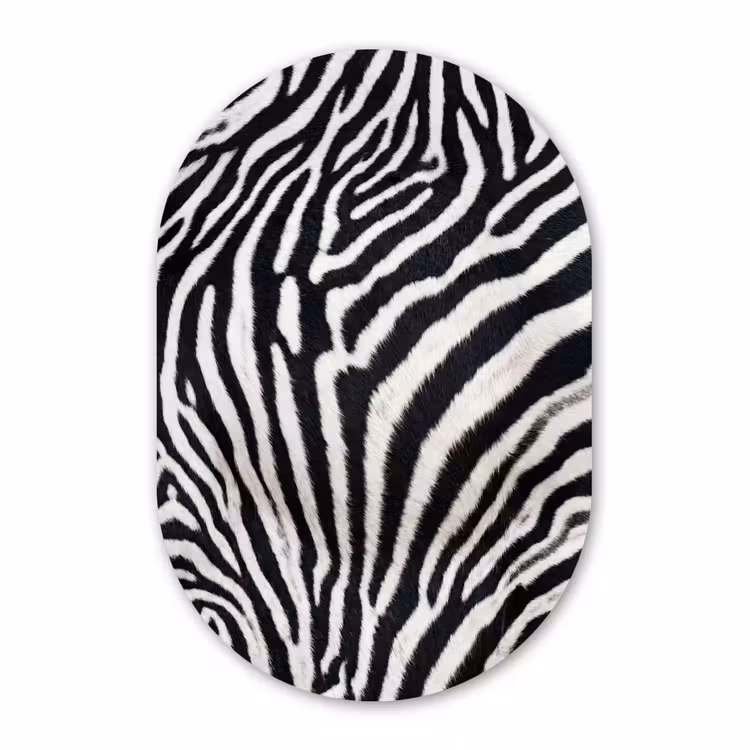 Muurovaal aluminium - Zebra - Vacht - Klassiek - Zwart - Wit — 1