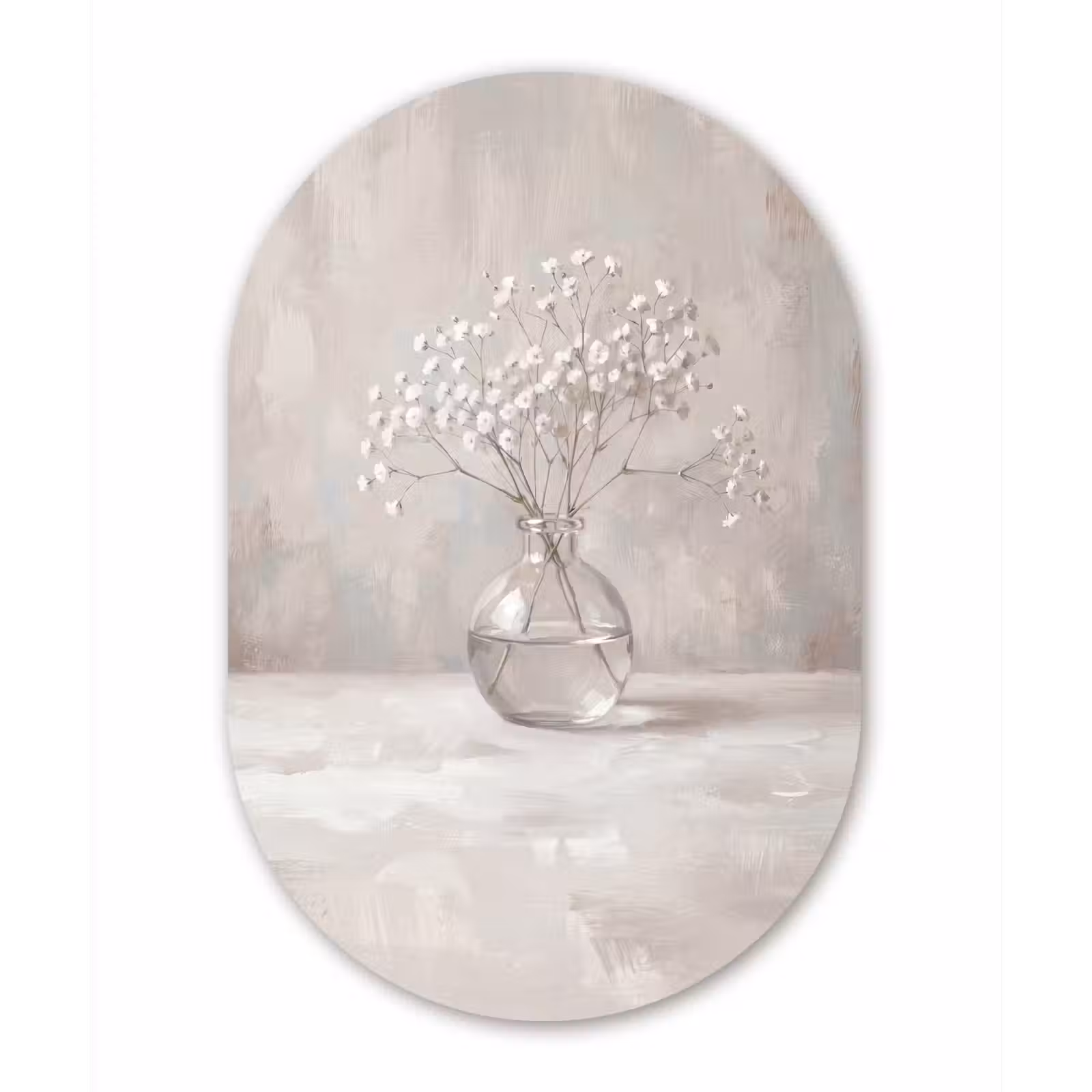 Muurovaal aluminium - Gipskruid - Vaas - Wit — 1