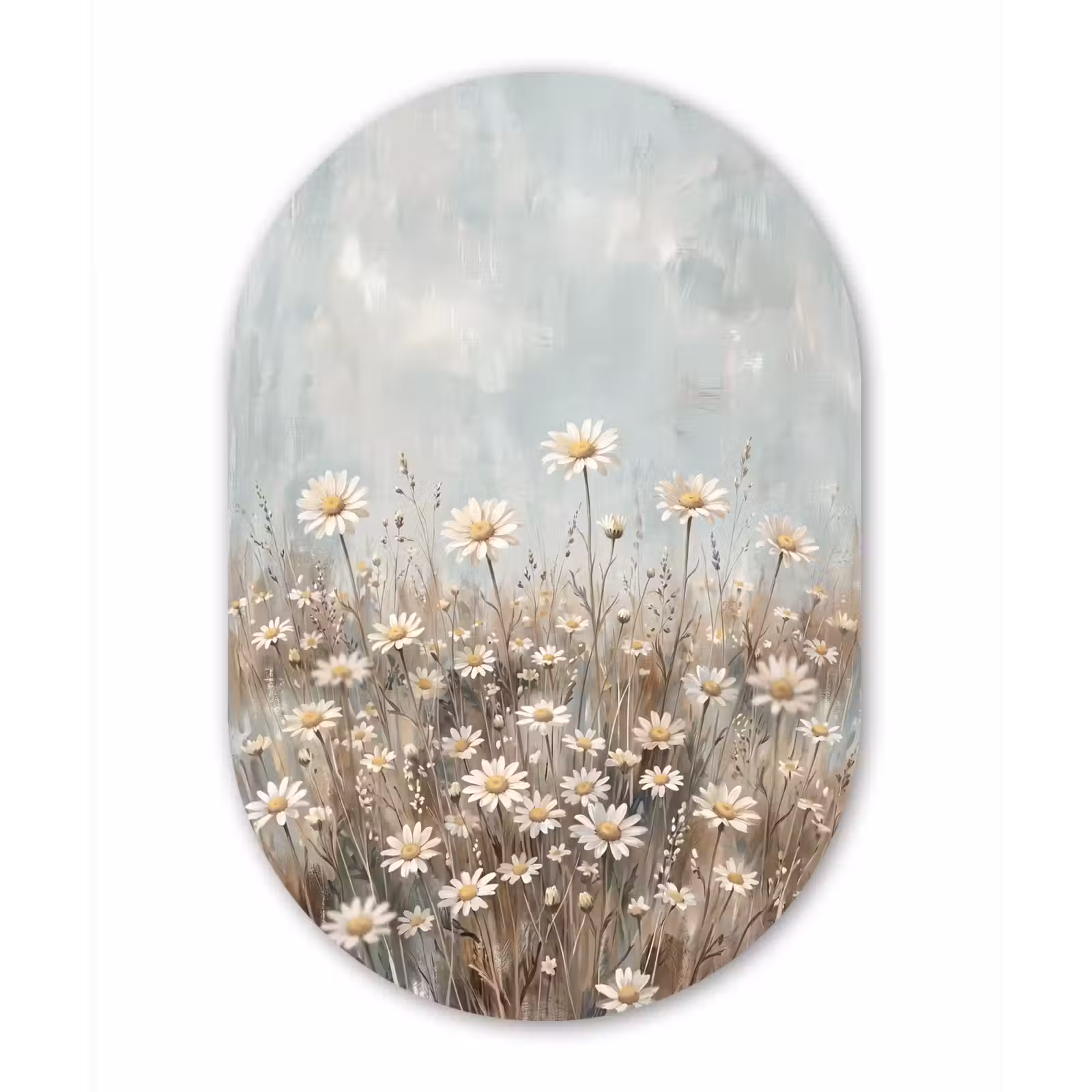 Muurovaal aluminium - Madelief - Illustratie - Wit — 1