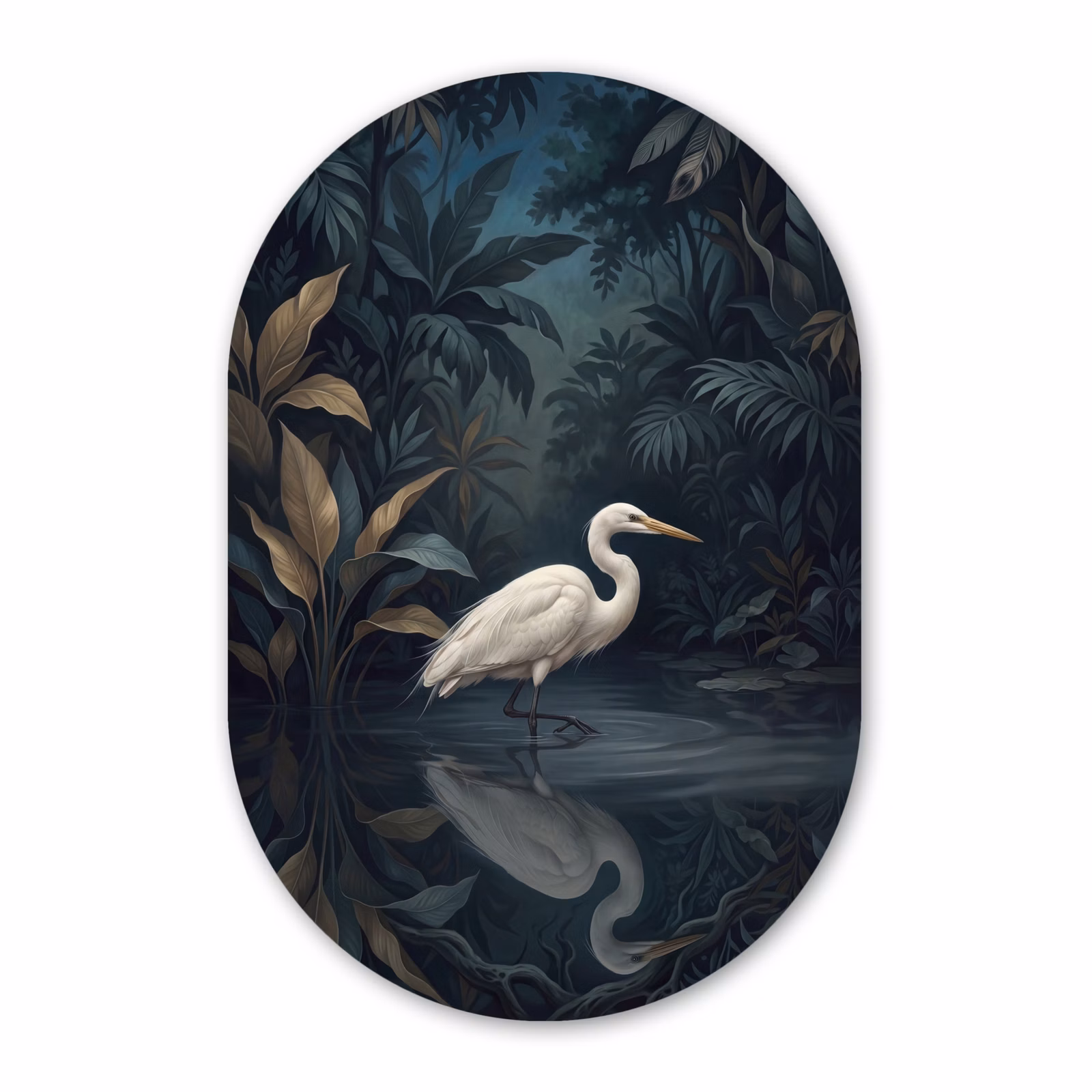 Muurovaal aluminium - Reiger - Water - Natuur - Modern - Wit — 1