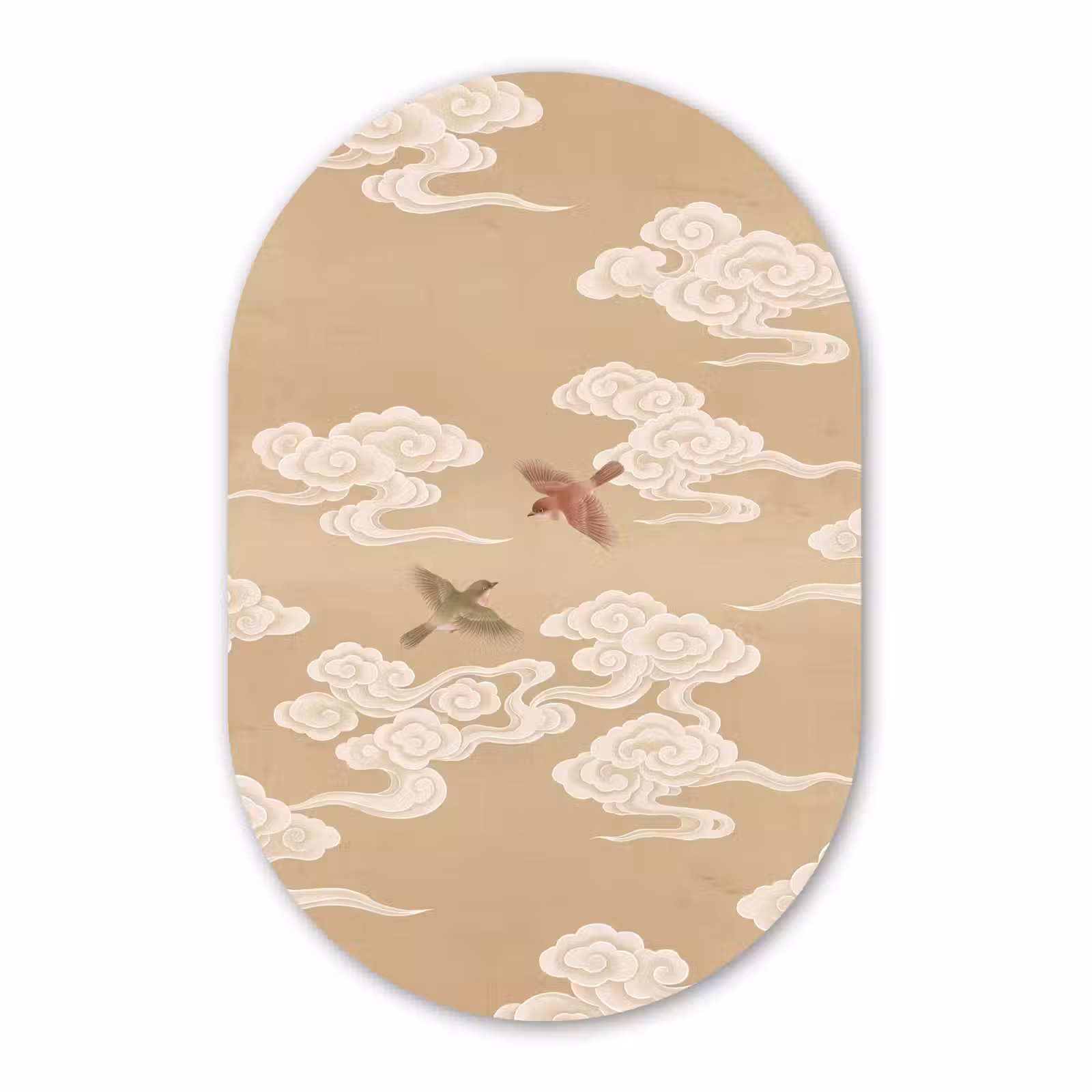 Muurovaal aluminium - Vogels - Vliegen - Beige — 1