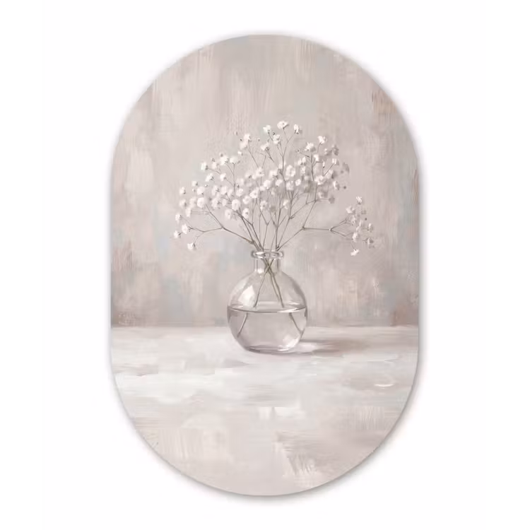 Muurovaal aluminium - Gipskruid - Vaas - Wit — 1
