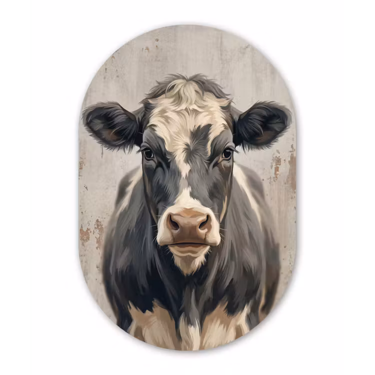 Muurovaal aluminium - Koe - Portret - Dieren - Modern — 1