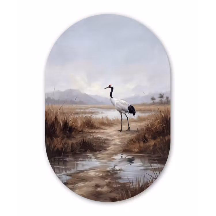 Muurovaal aluminium - Kraanvogel - Natuur - Realistisch — 1