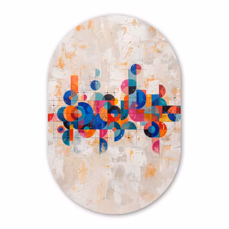 Muurovaal aluminium - Kunst - Geometrisch - Abstract - Kleurrijk — 1