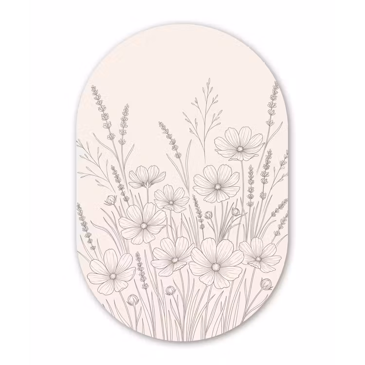 Muurovaal aluminium - Minimalistisch - Modern - Bloemen - Beige — 1