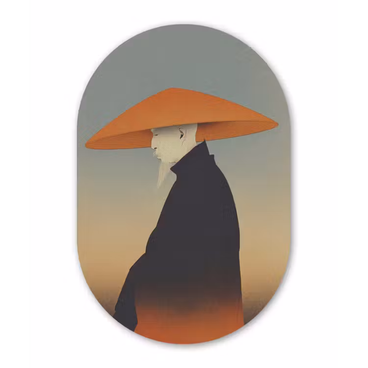Muurovaal aluminium - Minimalistisch - Silhouet - Oranje — 1