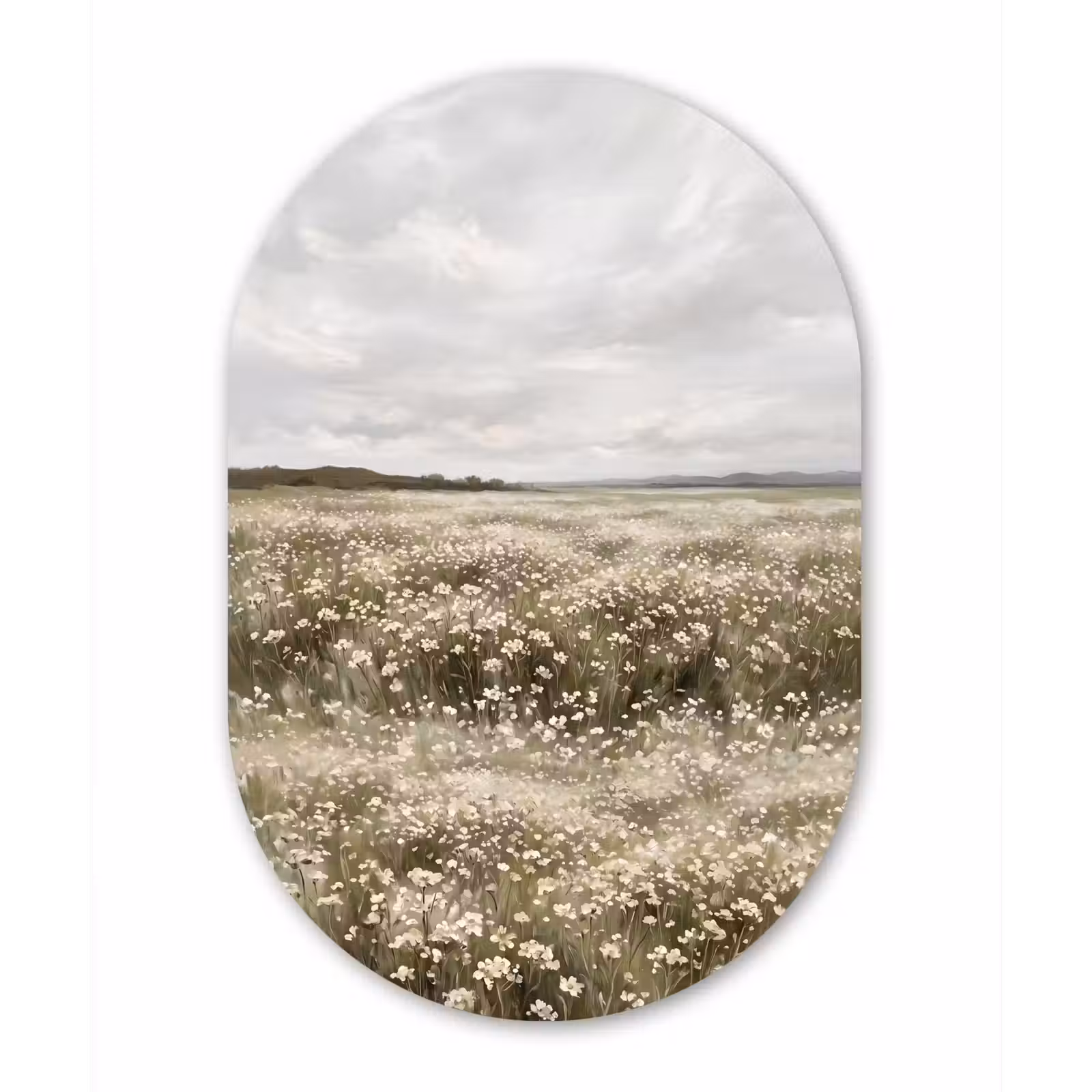 Muurovaal aluminium - Illustratie - Landschap - Wit — 1