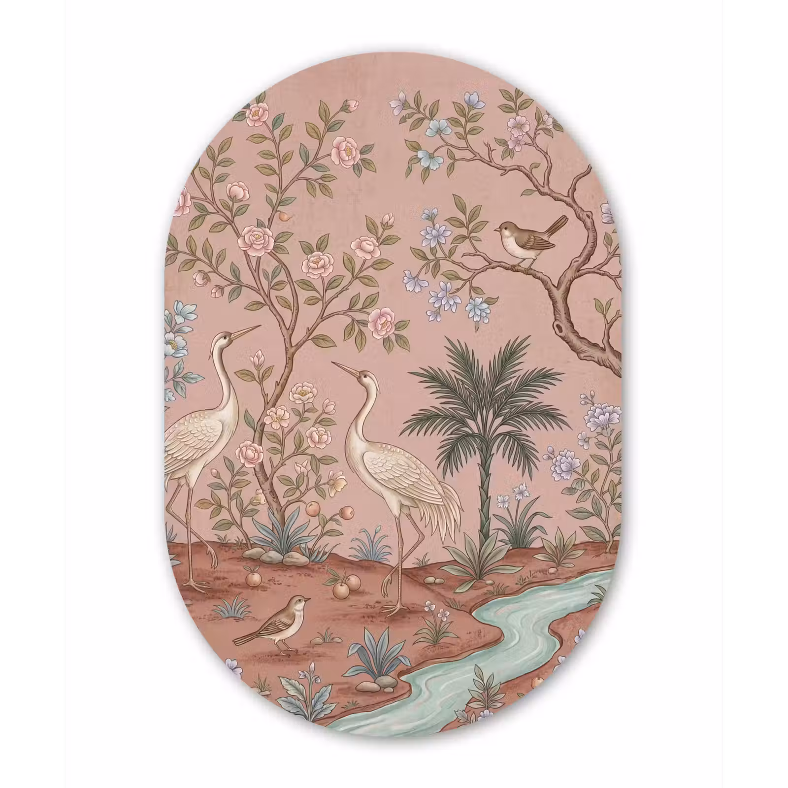 Muurovaal aluminium - Nostalgisch - Reigers - Roze — 1