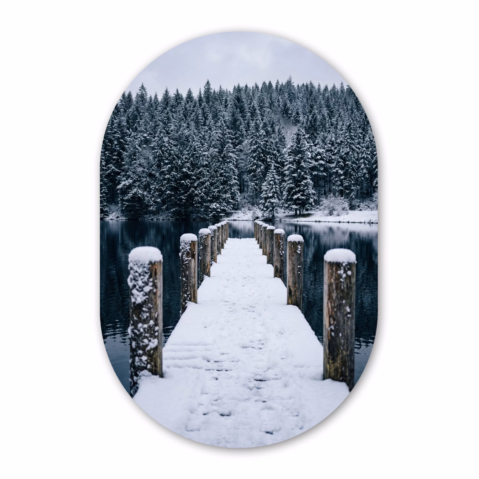 Muurovaal aluminium - Steiger - Meer - Sneeuw - Bergen - Rustgevend — 1