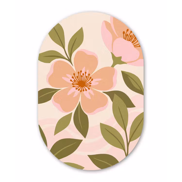 Muurovaal aluminium - Grafisch - Bloemen - Roze — 1