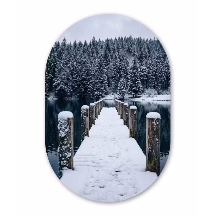 Muurovaal aluminium - Steiger - Meer - Sneeuw - Bergen - Rustgevend — 1