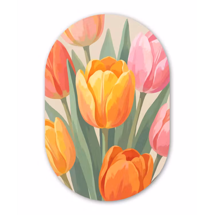 Muurovaal aluminium - Tulpen - Abstract - Kleurrijk — 1