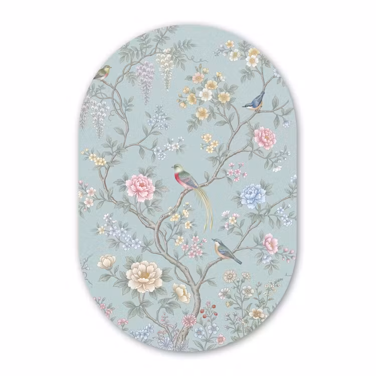 Muurovaal aluminium - Vogel - Bloemen - Kleurrijk — 1