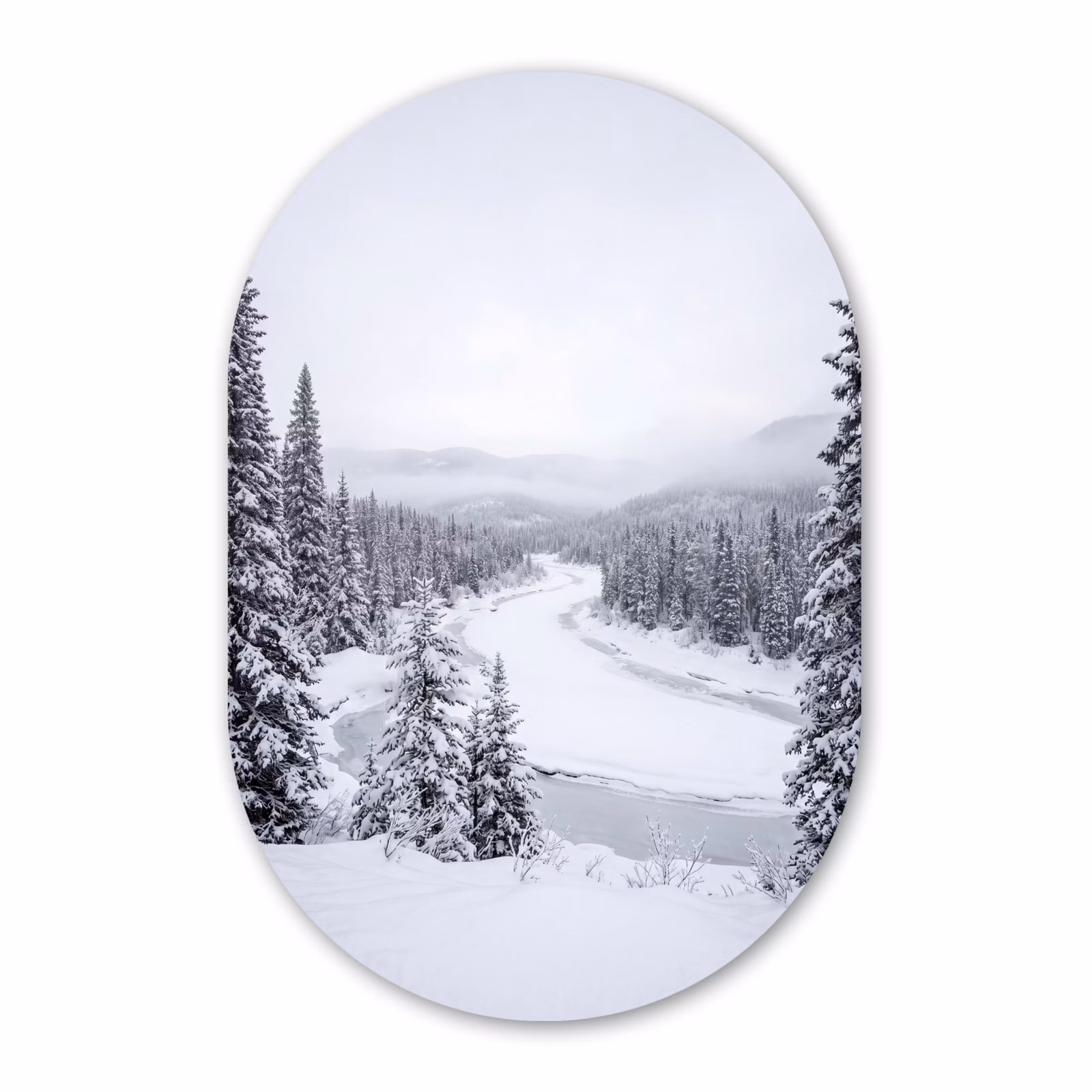 Muurovaal aluminium - Rivier - Bevroren - Landschap - Winter — 1