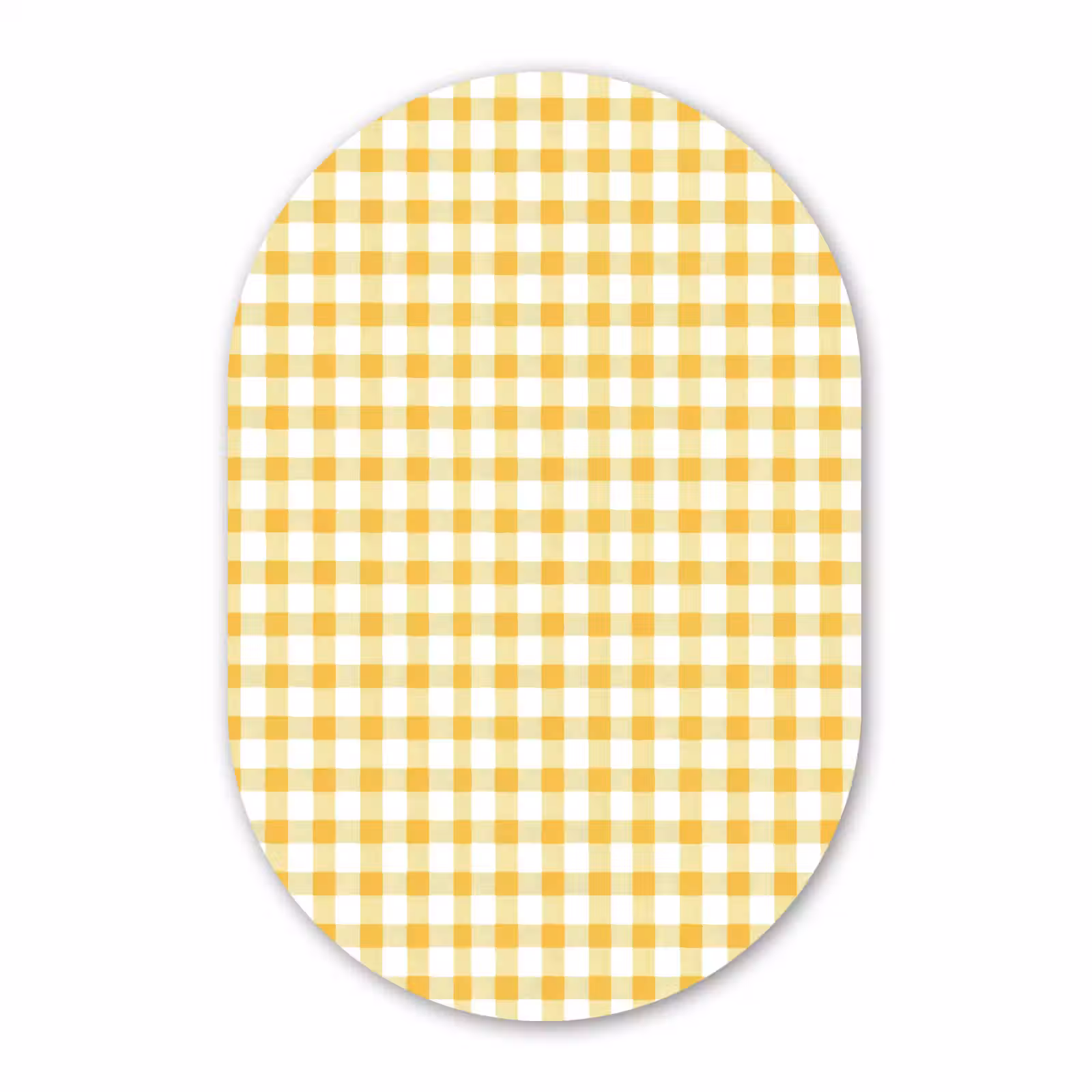 Muurovaal aluminium - Ruit - Gingham - Klassiek - Geel en Wit — 1