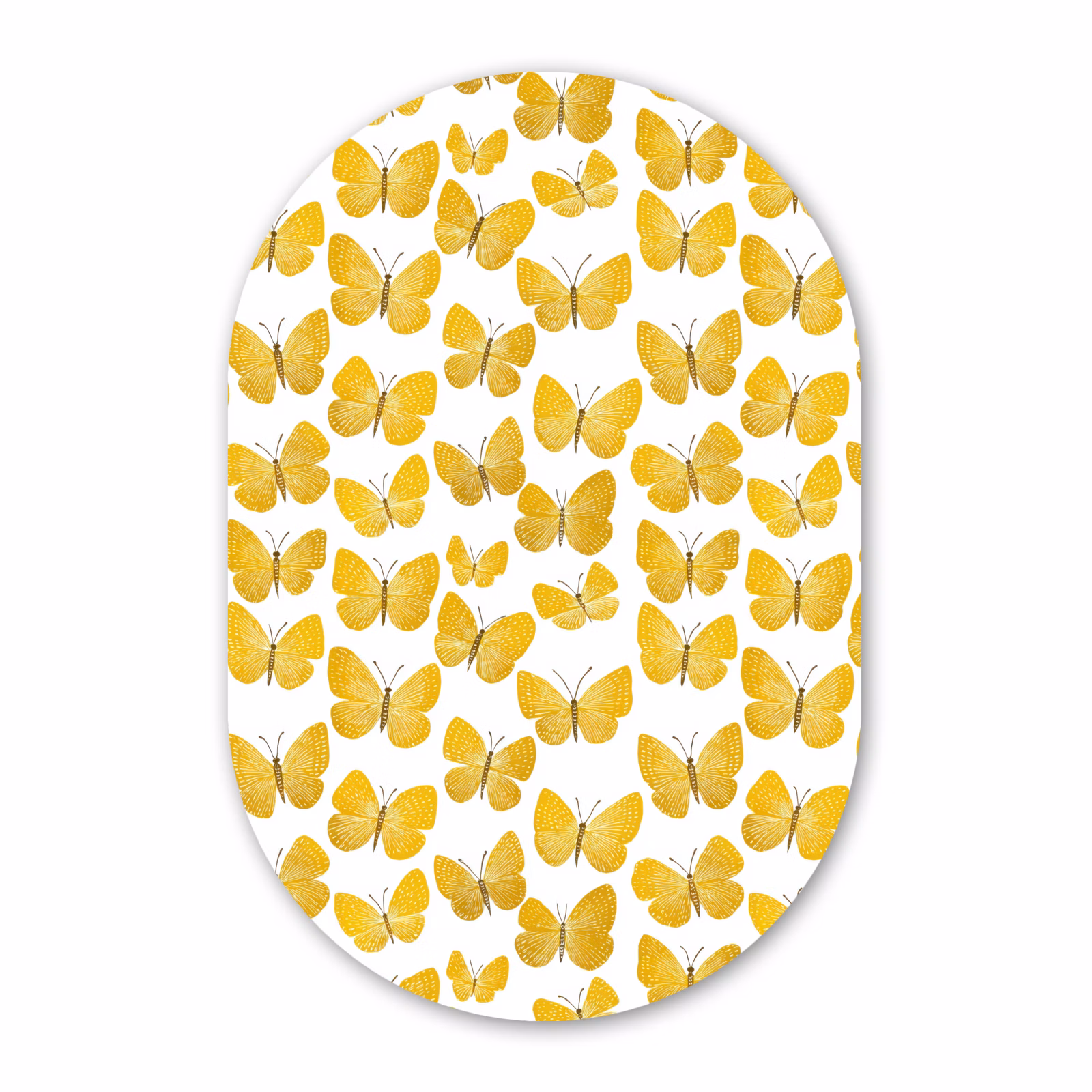 Muurovaal aluminium - Vlinders - Botanisch - Illustratie - Geel - Wit — 1