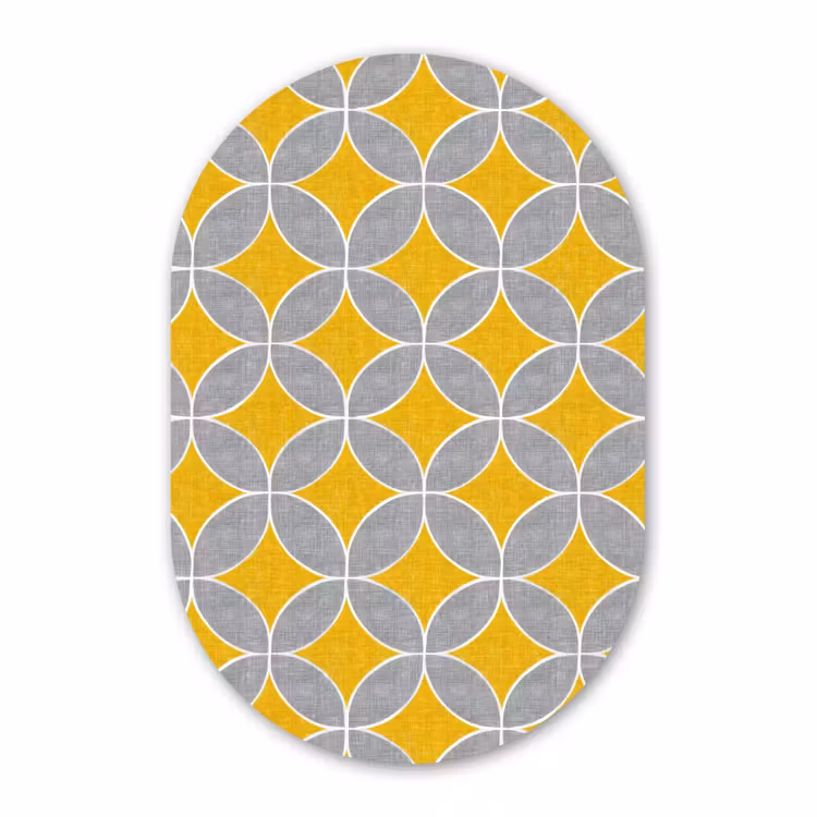Muurovaal aluminium - Geometrisch - Cirkels - Textuur - Grijs - Geel — 1