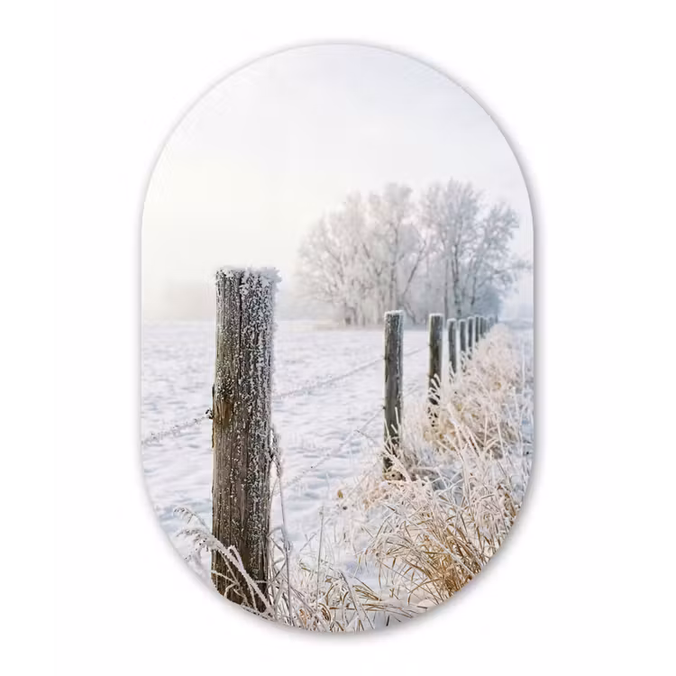 Muurovaal aluminium - Hek - Sneeuw - Mist - Platteland - Nostalgisch — 1