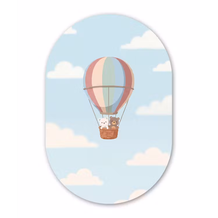 Muurovaal aluminium - Luchtballon - Beren - Pastel — 1