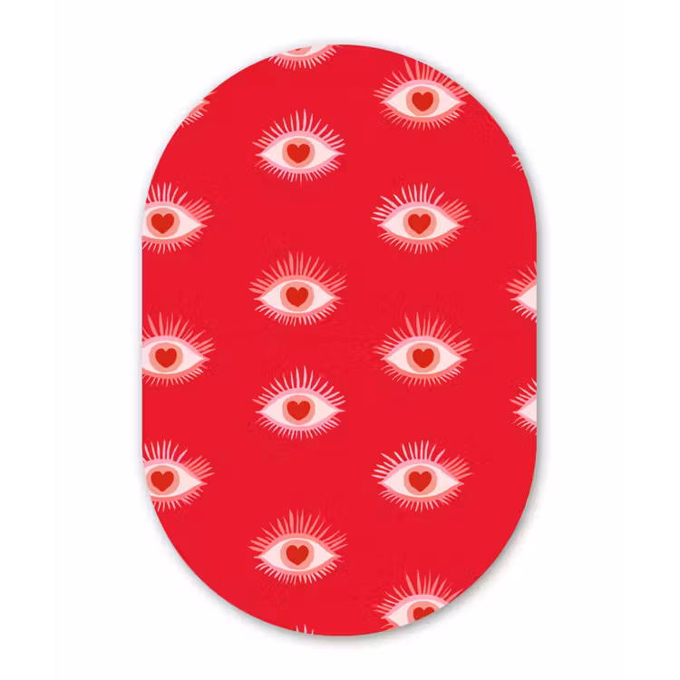 Muurovaal aluminium - Ogen - Hart - Abstract - Rood - Roze — 1