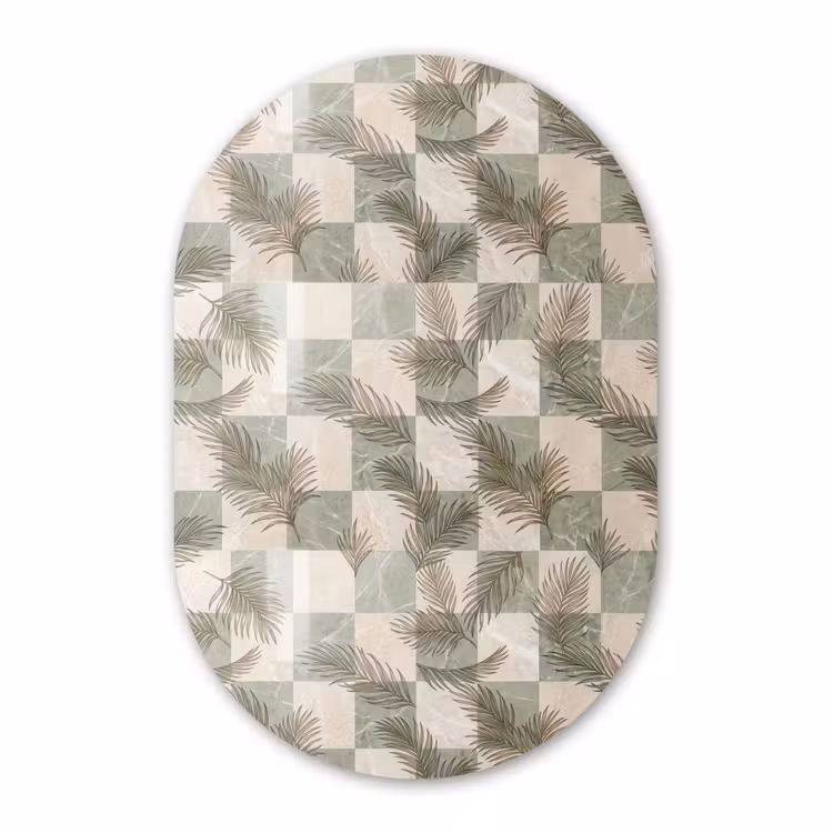 Muurovaal aluminium - Planten - Bladeren - Marmer - Modern - Groen — 1