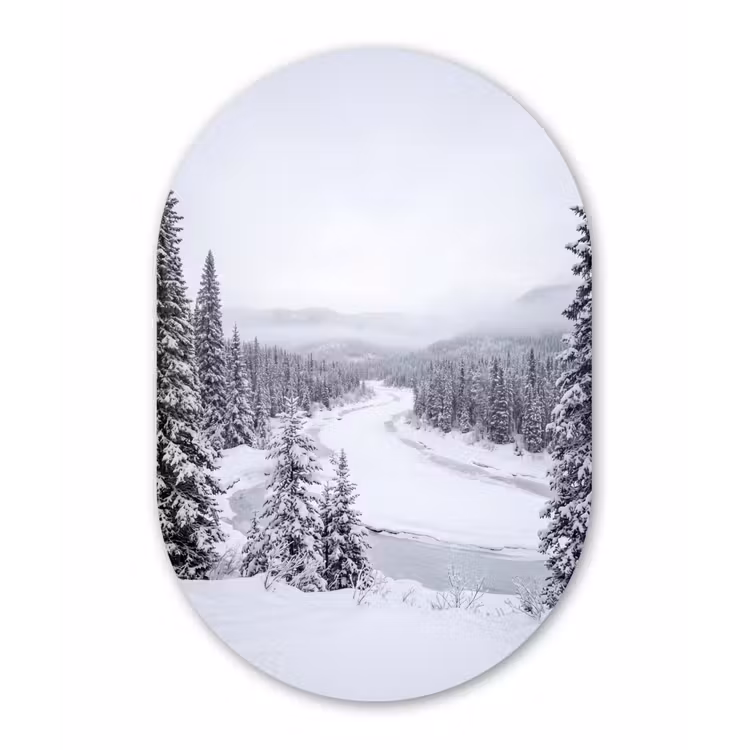 Muurovaal aluminium - Rivier - Bevroren - Landschap - Winter — 1