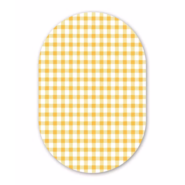 Muurovaal aluminium - Ruit - Gingham - Klassiek - Geel en Wit — 1
