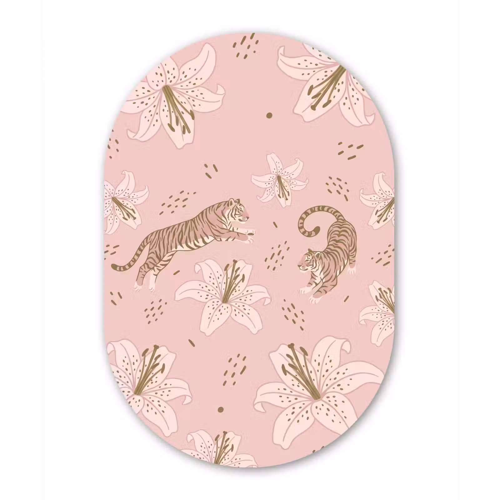 Muurovaal aluminium - Kat - Springend - Bloemen - Abstract - Roze — 1