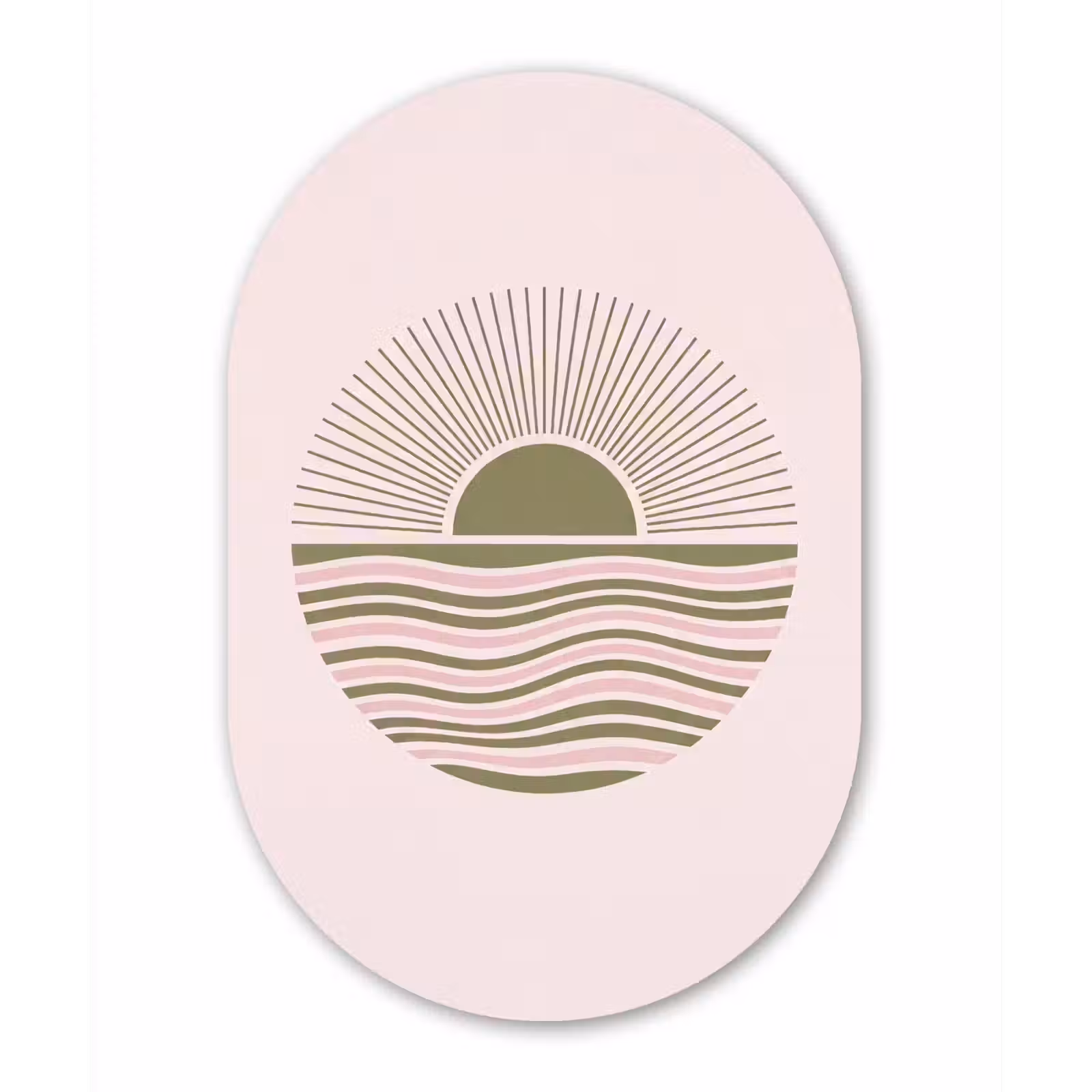 Muurovaal aluminium - Zon - Zee - Abstract - Modern - Roze — 1