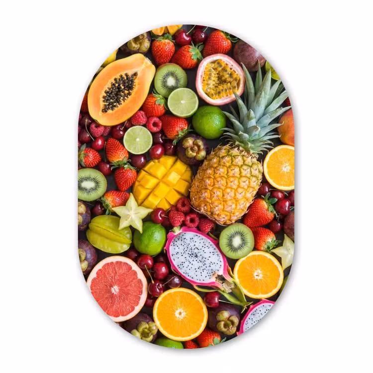 Muurovaal aluminium - Fruit - Assortiment - Vers - Gezond - Kleurrijk — 1