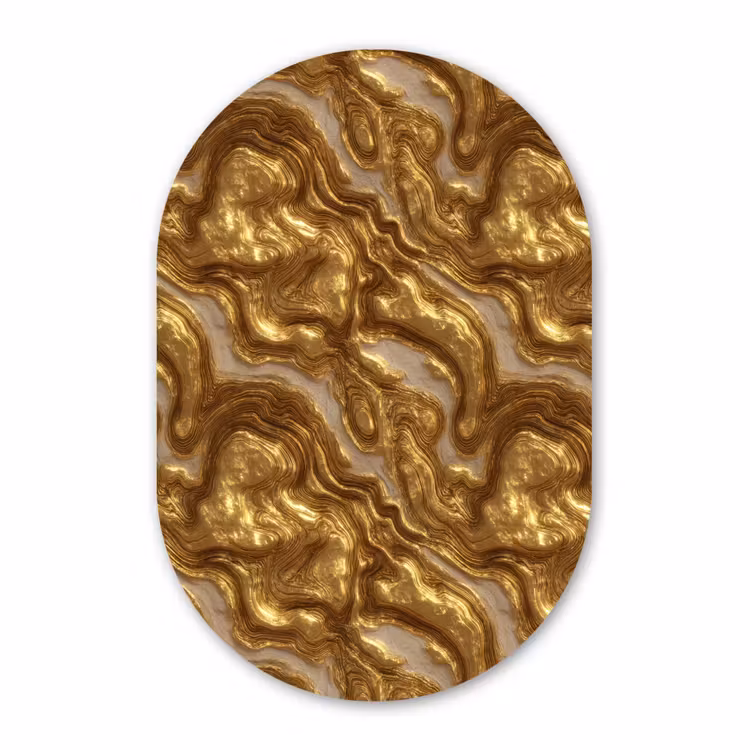 Muurovaal aluminium - Golven - Organisch - Goud - Crème — 1