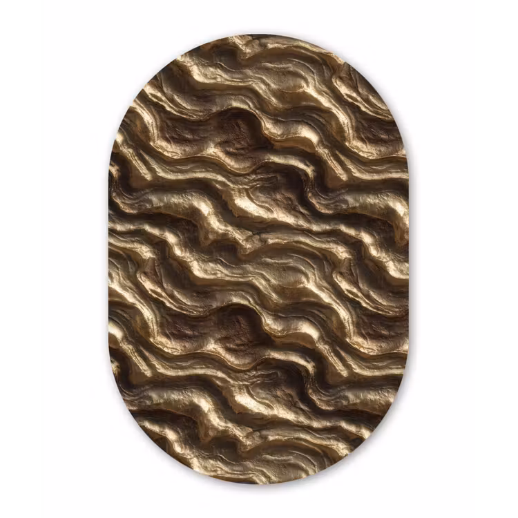 Muurovaal aluminium - Reliëf - Golven - Abstract - Bronsgoud — 1