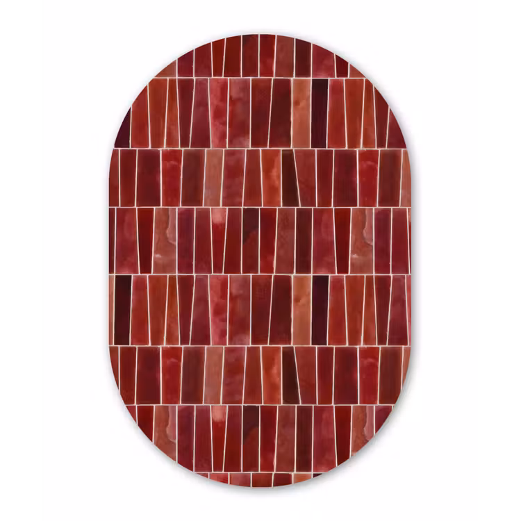 Muurovaal aluminium - Tegels - Modern - Structuur - Dieprood — 1